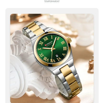 CURREN Orologio da donna, Orologi da donna, Orologi da donna, Abito alla moda impermeabile Bracciale in acciaio inossidabile Orologi analogici Data platinumshop