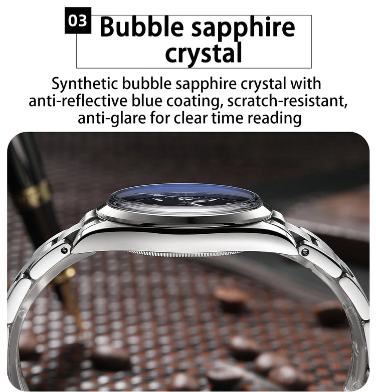 ADDIESDIVE AD2556 Men Luxury Automatic Watch ST2130 Movement 36mm Explorer Style Sapphire Bubble Crystal BGW9 Luminous 100M Wate