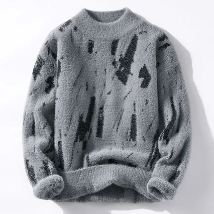 Autumn Winter Fashion Patchwork Knitted Sweater Men Youthful Vitality Streetwear Knit Pullovers Mens Slim Fit Y2K Sweater Tops