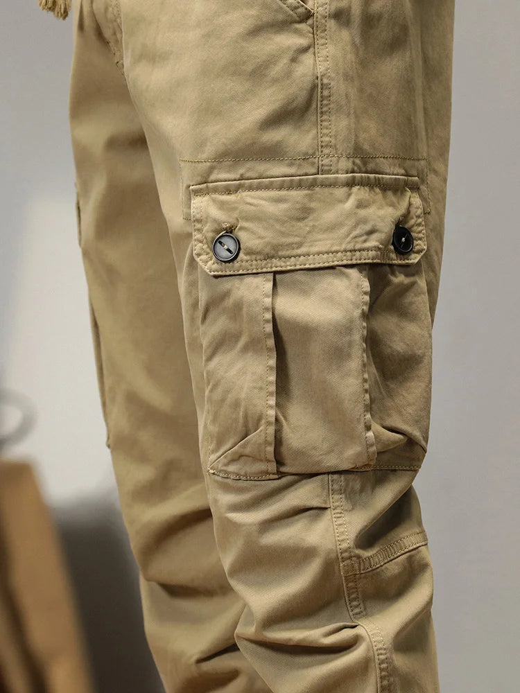 2023 New Multi-Pockets Spring Summer Cargo Pants Men Streetwear Zipper Leg Skinny Work Joggers Cotton Casual Tactical Trousers