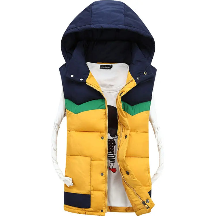 2026 Autumn Winter Hooded Vest Men Casual Slim Warm Women Sleeveless Jacket Coat Youths Mens Man Vest Plus Size S-3XL