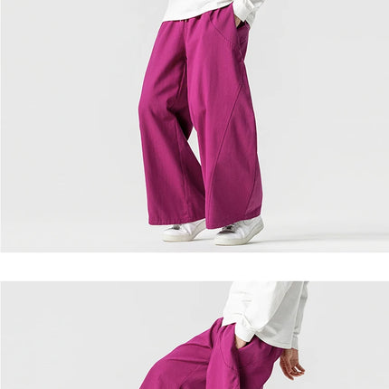 Pantaloni Primaverili 2026 da Uomo, Comodi e Larghi in Cotone, Stile Hip Hop, Tinta Unita, Moda Casual, Gamba Larga, Taglie Forti fino a 5XL