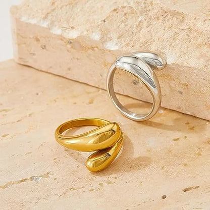 YILUOCD Chunky Statement anelli aperti per le donne anelli a goccia a cupola regolabili placcati in oro 18 carati regalo di gioielli larghi e audaci di natale