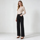 Women High Waist Black Flared Stretch Jeans, Loose Fit Denim Pants with Stitching Details, Elegant Casual Fashion Trousers for All Seasons, Sizes XS-XL Fx1338-1