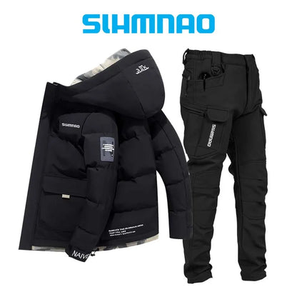 2025 Outdoor Warm Thick Jacket and Tactical Pants, Winter Windproof, Cold-resistant, Warm Fishing, Cycling, Skiing, Clothing 02