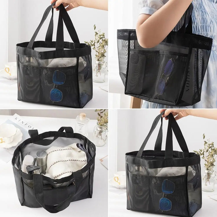 Nuova borsa a tracolla in rete Borse da spiaggia trasparenti di grande capacità Borsa multifunzionale cava da donna