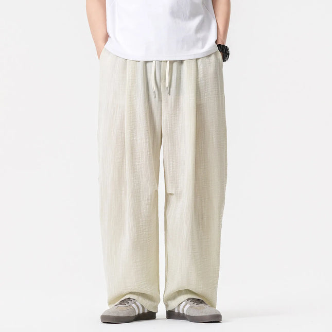 Pantaloni Leggeri e Sottili da Uomo, Traspiranti, Tinta Unita, Stile Harajuku, Gamba Larga, Casual, Oversize, Moda Harem, Streetwear Maschile