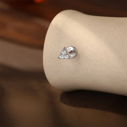 Aide S925 Sterling Silver Moissanite Silver Color Srud Earrings Women Heart Leaf Geometric DIY Ear Bone Sruds Piercing Jewelry PlatiNum