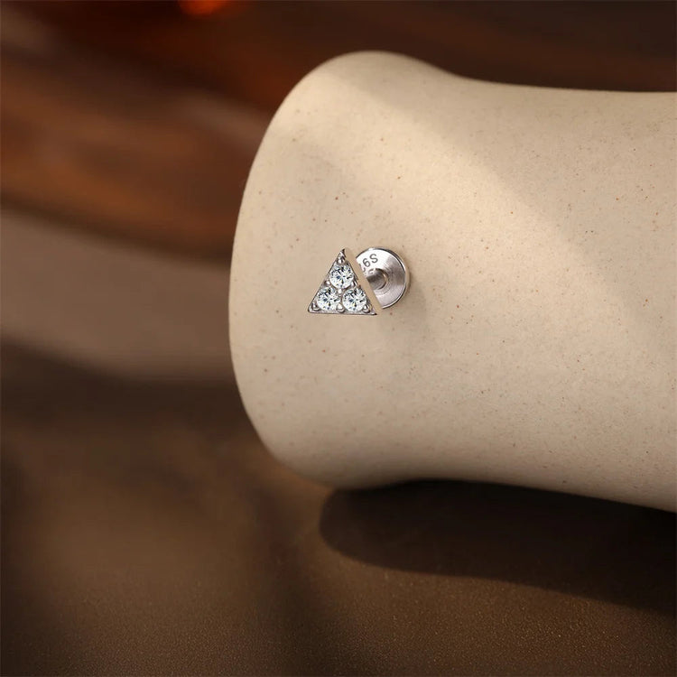 Aide S925 Sterling Silver Moissanite Silver Color Srud Earrings Women Heart Leaf Geometric DIY Ear Bone Sruds Piercing Jewelry PlatiNum
