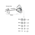 LUXUSTEEL 1Pairs/2Pcs Stainless Steel Crystal Studs Earrings For Women Men 4 Prong Tragus Round Clear Cubic Zirconia Ear Jewelry PlatiNum