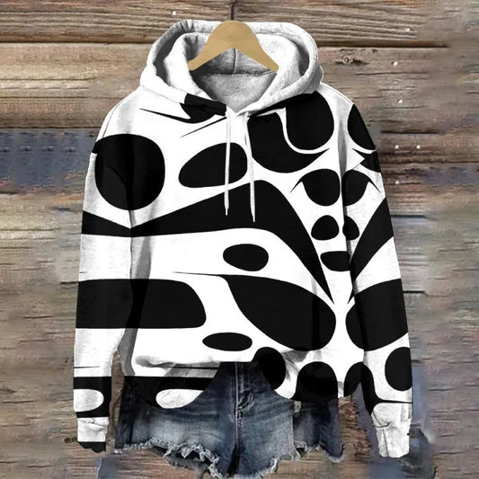 New Geometric Pattern 3D Print Hoodies Women Oversized Pullover Hooded Sweatshirts Y2K Top Tracksuit Female Coat Street Clothing