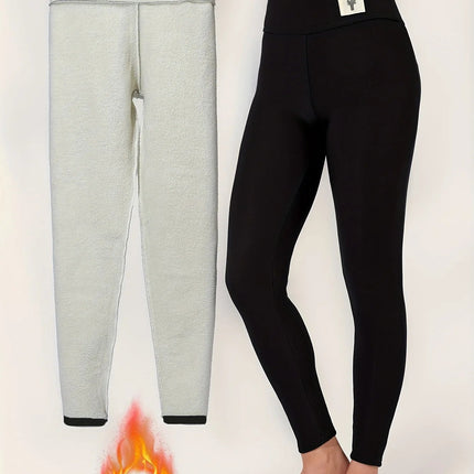 Winter Thicken Warm Leggings Women Lamb Cashmere Joggers High Waist Fleece Elastic Tights Warm Tights Pants Slim Velvet Legging PlatiNum