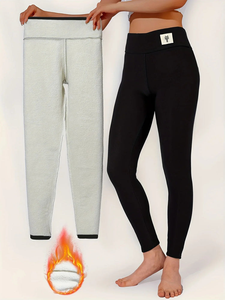 Winter Thicken Warm Leggings Women Lamb Cashmere Joggers High Waist Fleece Elastic Tights Warm Tights Pants Slim Velvet Legging PlatiNum