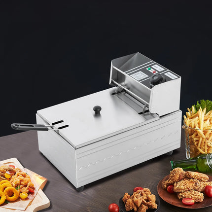 EF-81 220V 2500W Euro Plug 6L Singolo Cilindro Forno per Alimenti Commerciale Friggitrice Per Fare Patatine Pollo Fritto Pollo
