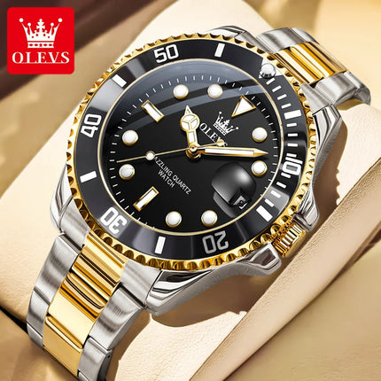 OLEVS 5885 Orologio da uomo Orologio al quarzo impermeabile di marca originale Cinturino in acciaio inossidabile Data automatica Orologi da regalo da uomo per uomo platinumshop