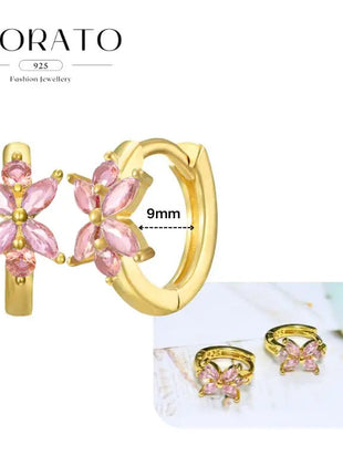 Lussuosa geometria 925 orecchio in argento sterling Ago rosa serie zircone orecchini a cerchio pendenti dolce moda regali di gioielli da sposa platinumshop