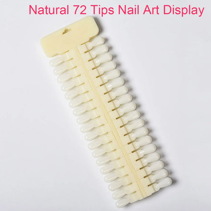 72 Tips Natural Clear False Nail Art Display Square Sticker Palette Chart Practice UV Gel Polish Board for Nail Studio 2027