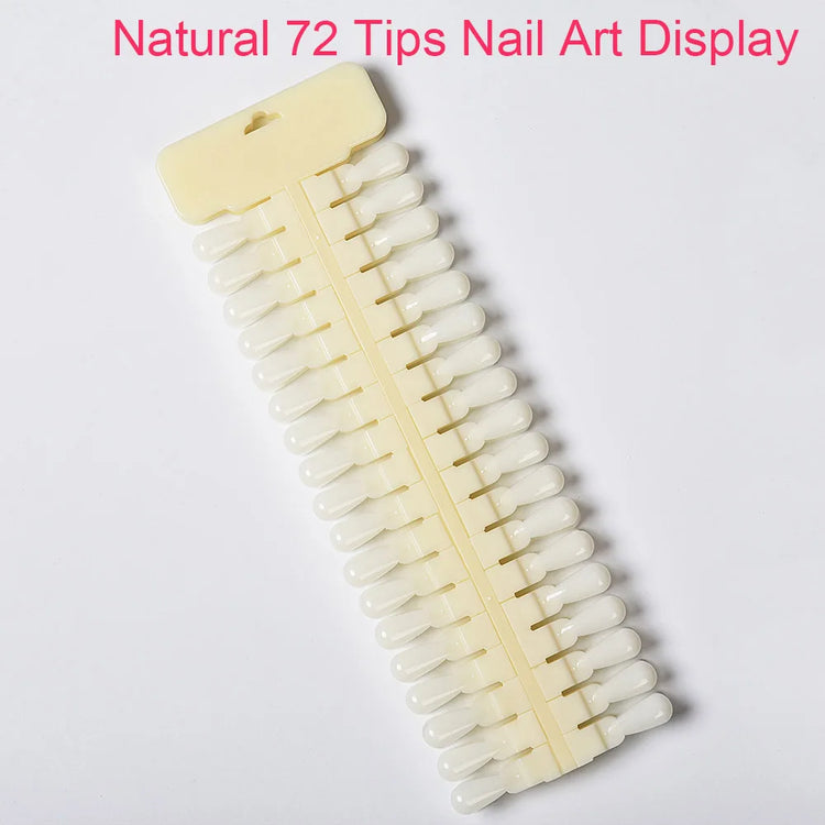 72 Tips Natural Clear False Nail Art Display Square Sticker Palette Chart Practice UV Gel Polish Board for Nail Studio 2027