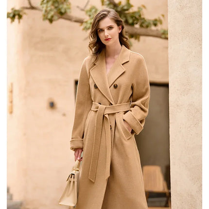 DUTRIEUX Women's Coat Double-sided 10% Cashmere 90% Wool Women's Long Coat Jacket, 2025 Winter New Long Cashmere Coat Women