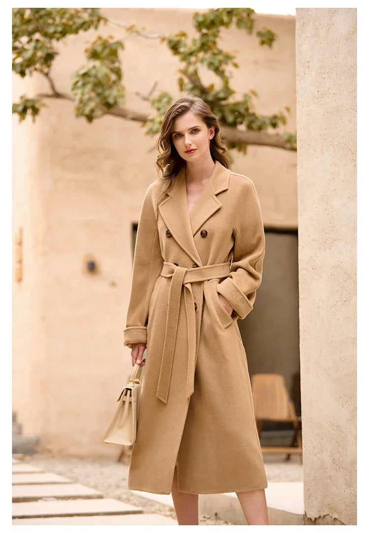 DUTRIEUX Women's Coat Double-sided 10% Cashmere 90% Wool Women's Long Coat Jacket, 2025 Winter New Long Cashmere Coat Women