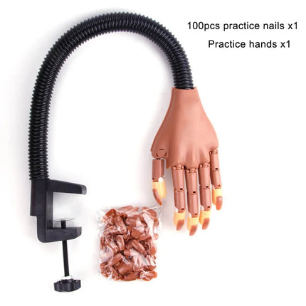 Nail Art Practice Hand Manicure Practice Finger Acrylic Nail Tips with 100pcs Fake Nails Nail Training Equipment Tools 2028