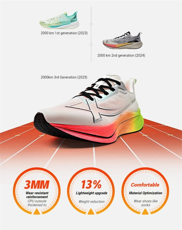 Xtep 2000km 3.0 Running Shoes For Men 2025 Spring Sneakers Cushioning Training Jogging Wear-Resistant Lightweight 875119110032