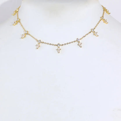 5A Goccia Cubic Zirconia CZ Collana a spina di pesce per le donne Catena color oro Girocollo Gioielli di moda con maglie a catena a serpente geometrico