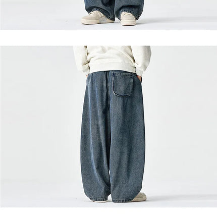 Pantaloni in Denim Primaverili da Uomo, Jeans Larghi Casual Lavati Stile Streetwear, Pantaloni Moda Y2K Oversize Harajuku Punk a Vita Alta