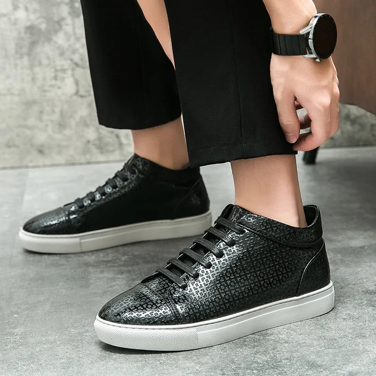 High-Quality Men Skateboard Shoes 2025 Fashion Large Size 46 Men's Leather Casual Shoes High Top Print Designer Luxury Shoes Man