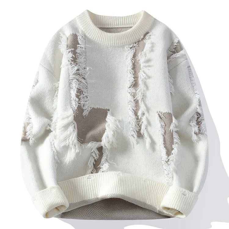 Ripped Sweater Men's Loose Crew Neck Knit Bottom Shirt Handsome Autumn Clothes on The Fashion  Sweater Pullover Sweater