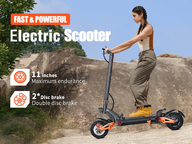 Scooter elettrici H9 a doppio motore 11 pollici 6000W 60V 30AH Potente gamma 45 miglia 50MPH Scooter elettrico veloce pieghevole per adulti