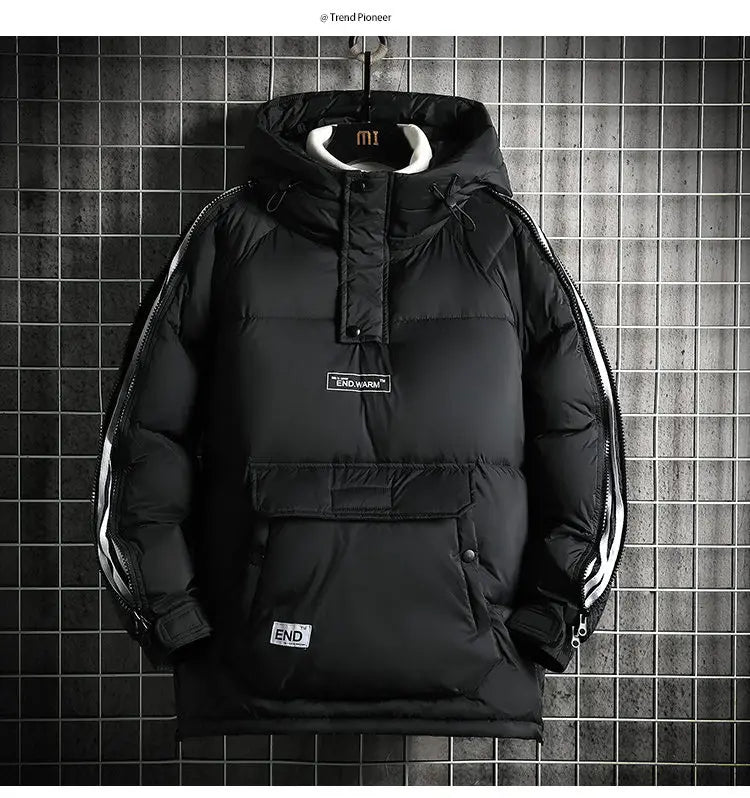 Winter Filled White Duck Down Coat Warm Hooded Pullover Down Jacket Couple Men's Cross-border Jacket Couple style