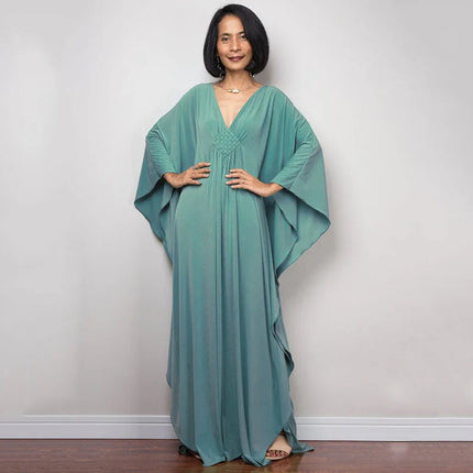 Cover Up Caftano casual da donna Taglie forti Abiti da spiaggia Abito da bagno con maniche a pipistrello platinumshop