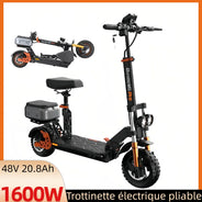 Monopattino Elettrico 1200W, Autonomia 80km, Batteria 48V 20.8Ah, Freni Idraulici, Pieghevole, con Sedile e Vano Portaoggetti, Pneumatici 11"/10"