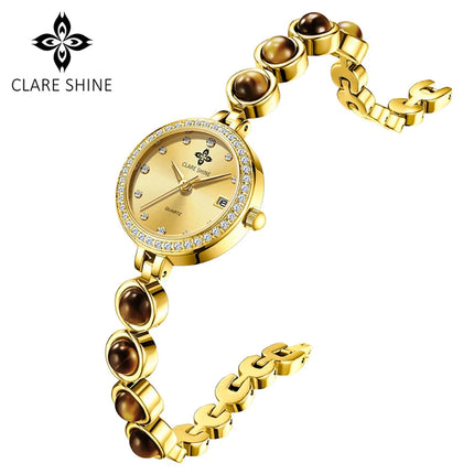 Orologio da donna CLARE SHINE Brand 7708, elegante orologio al quarzo di lusso, impermeabile, con datario, collezione Stellar Eyes. platinumshop