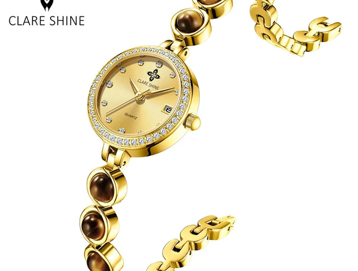 Orologio da donna CLARE SHINE Brand 7708, elegante orologio al quarzo di lusso, impermeabile, con datario, collezione Stellar Eyes. platinumshop