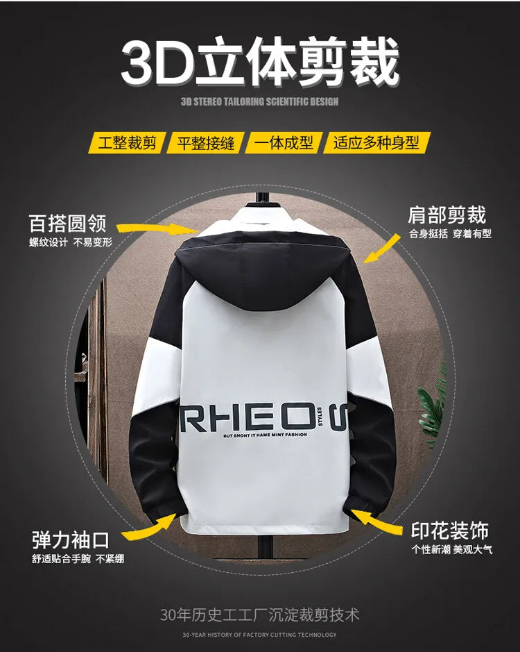 Men's Sets Sportswear Suit Hooded Colorblock Casual patchwork Hooded Jacket + Pants Suit Men's 2-piece Jogger Sweatshirt