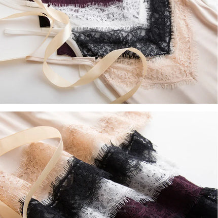 Abbigliamento primavera/autunno da donna 23% seta di gelso naturale allentato scollo a V pizzo slip camicia da notte tinta unita sexy abito base lavorato a maglia