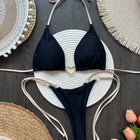 Nuovo bikini bianco a tinta unita da donna, costume da bagno alla moda con lacci a vita bassa, set due pezzi platinumshop