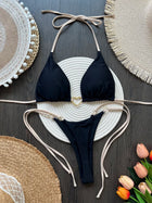 Nuovo bikini bianco a tinta unita da donna, costume da bagno alla moda con lacci a vita bassa, set due pezzi platinumshop