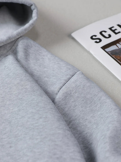 Women's autumn and winter casual fashion loose London England print hooded drawstring long sleeved warm pullover