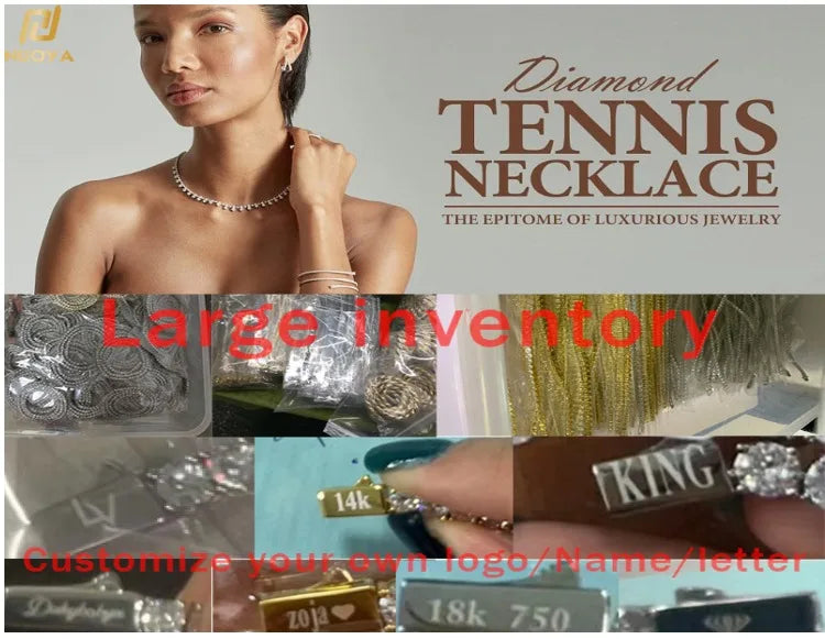 Gioielli Hip Hop Cubic Zirconia ghiacciata Catena da tennis ghiacciata Collana bling placcata oro 18 carati per le donne Logo laser personalizzato gratuito