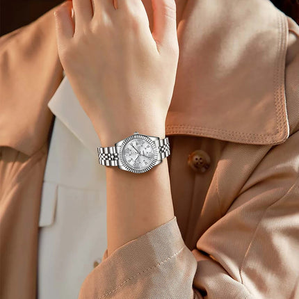 Orologio da Polso LIGE di Lusso con Strass per Donna, Cinturino in Acciaio Inossidabile, Movimento al Quarzo, Regalo, Reloj Mujer platinumshop