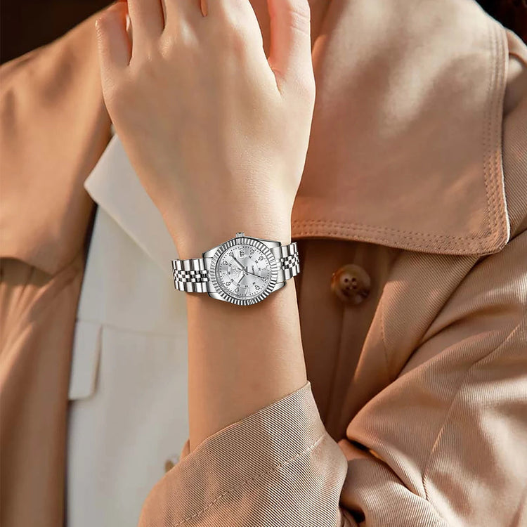 Orologio da Polso LIGE di Lusso con Strass per Donna, Cinturino in Acciaio Inossidabile, Movimento al Quarzo, Regalo, Reloj Mujer platinumshop