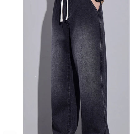 Abbigliamento da uomo Pantaloni a gamba larga Jeans larghi Streetwear Pantaloni in denim moda dritti Y2k Pantaloni da uomo in vita elastica lavati vintage