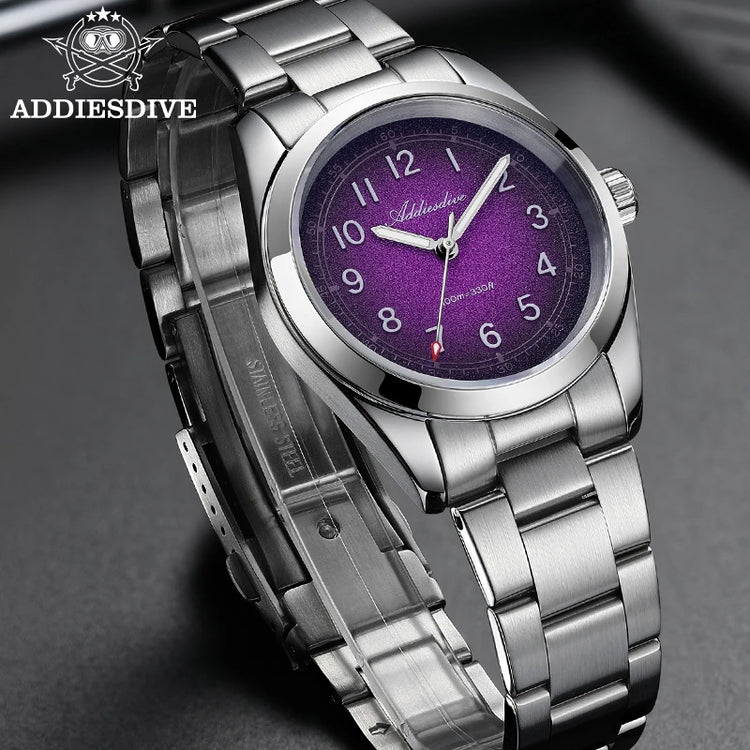 ADDIESDIVE 2026 New Luxury Men Quartz Watch 100M Waterproof Sapphire Glass Super Luminous Stainless Steel Business Wristwatches