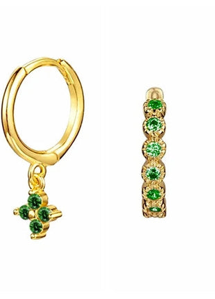 925 Sterling Silver Needle Green Zircon Gold Earrings Heart Hoop Earrings for Women Delicate Stud Earrings Luxury Jewelry Gifts PlatiNum
