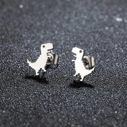 1 paio di nuova moda minimalista carino femminile in acciaio inossidabile mini dinosauro orecchini per ragazze accessori gioielli regali GED509 platinumshop