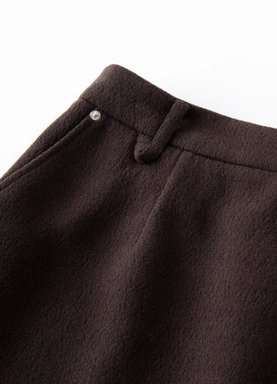 DUSHU Classic Long and Short Elastic Waist A-line Skirt 2025 Winter Skirt for Women Solid Simple Commuting Office Ladies College PlatiNum