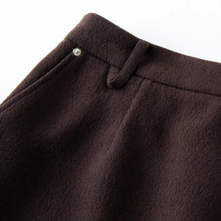 DUSHU Classic Long and Short Elastic Waist A-line Skirt 2025 Winter Skirt for Women Solid Simple Commuting Office Ladies College PlatiNum